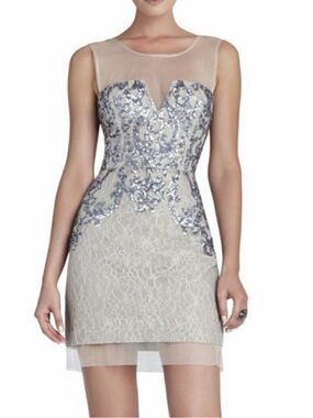 BCBGMaxAzria Silver Sequin Abigail dress